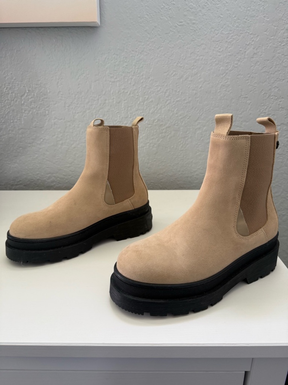 Scotch & Soda Beige Platform Boots for Women - Chunky Sole